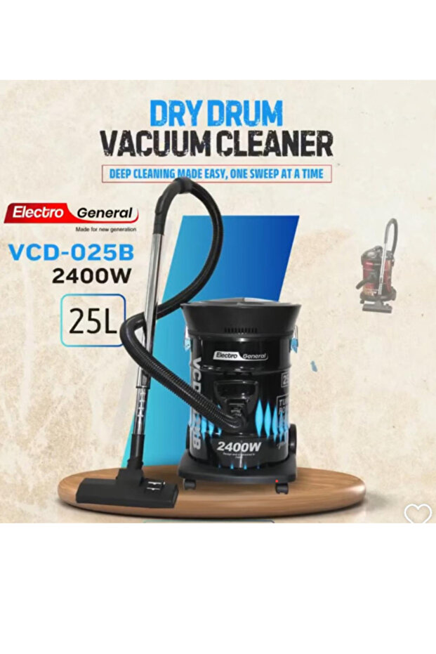 مكنسة كهربائية إلكترو جنرال VCD-025B سعة 25 لترًا مع شفط قابل للتعديل، ونفخ هواء، وفلتر متعدد