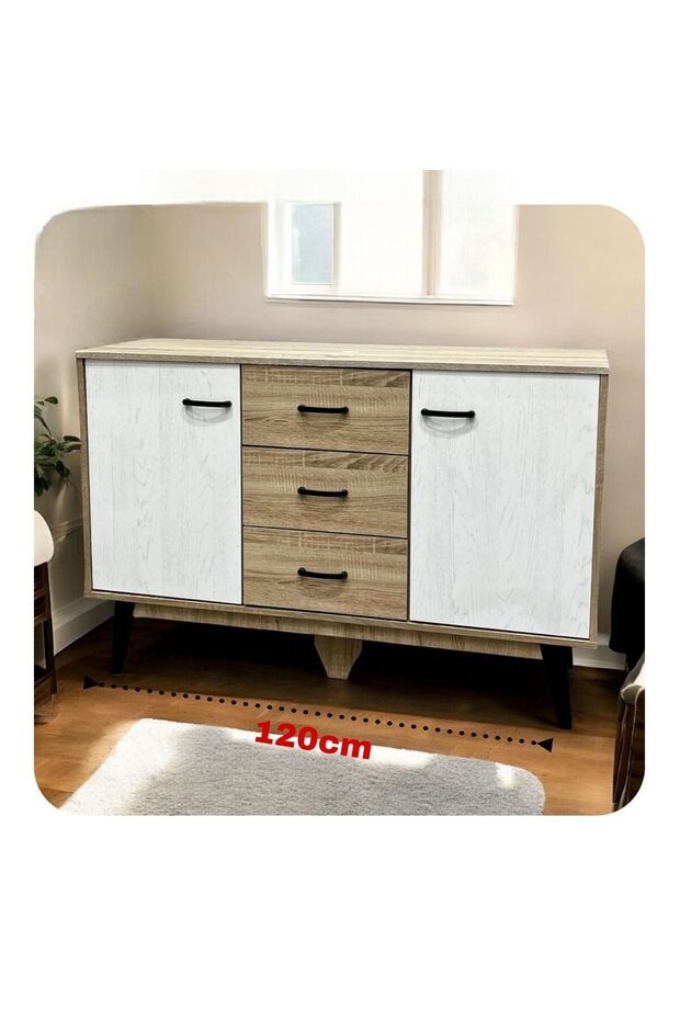 Side Cabinet with Two Doors and 3 Drawers 120*80 cm