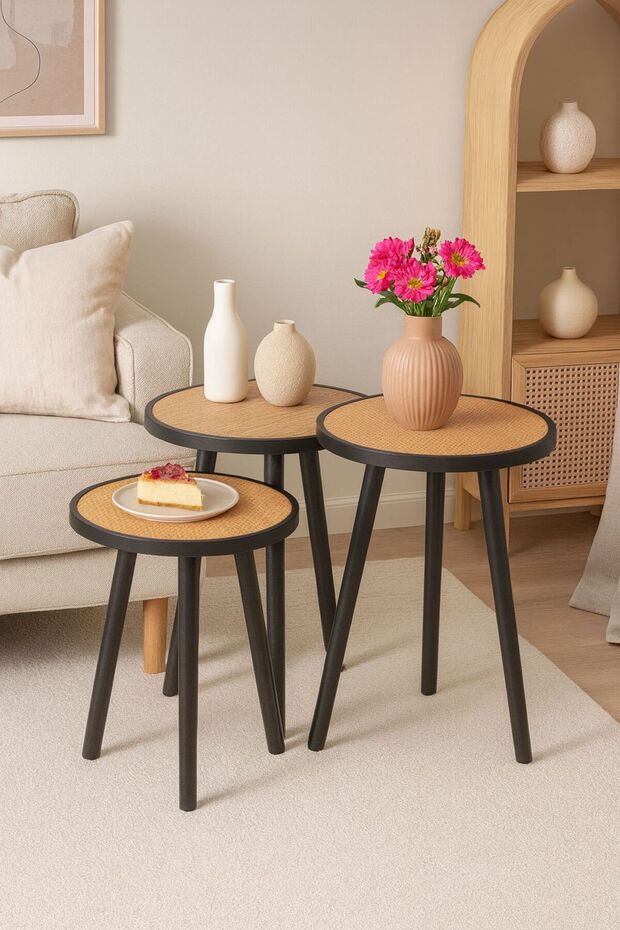 طقم طاولات قهوة جانبية - 1