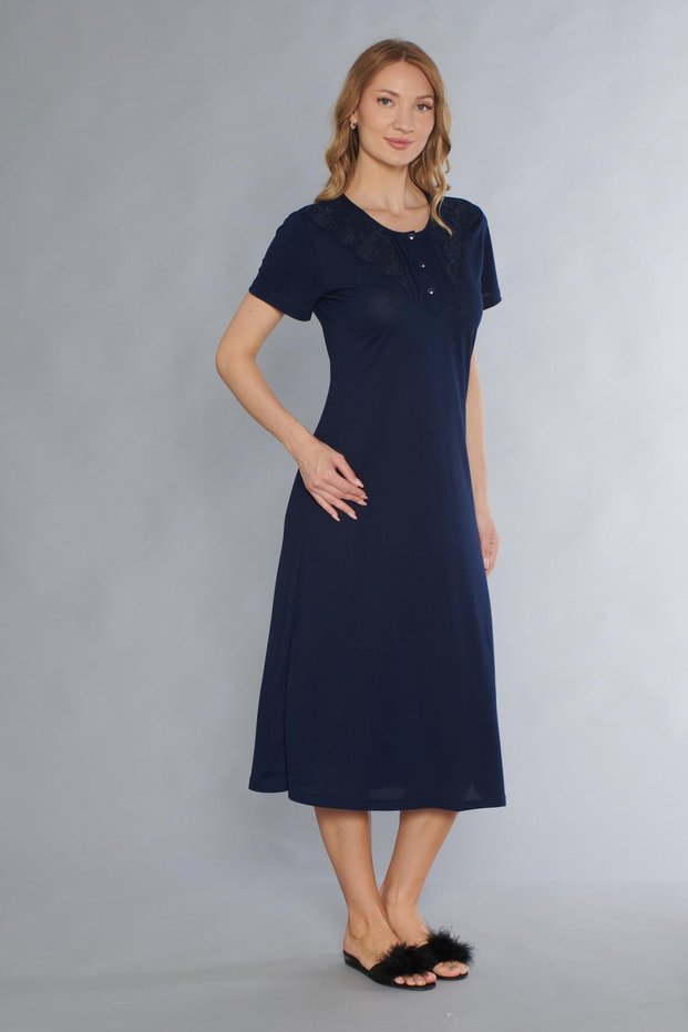 Classic Lace Detail Short Sleeve Stylish Elegant Nightgown 38-31