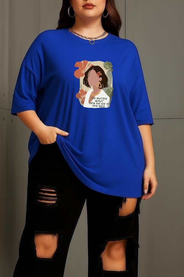 Plus Size Colorful Women's Printed Unisex T-Shirt