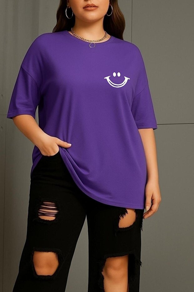 Plus Size Smile Printed Unisex T-Shirt