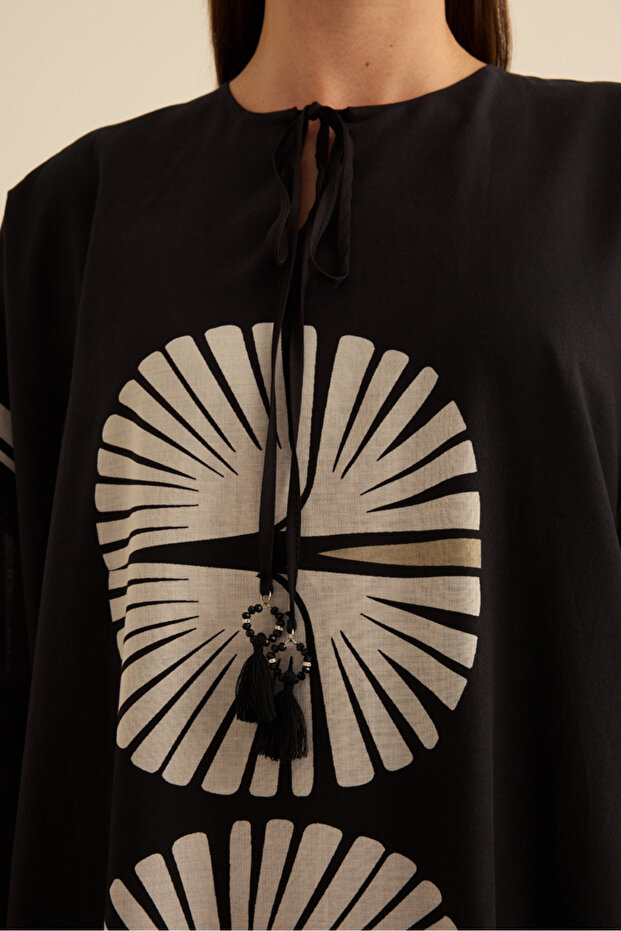 كيمونو صيفي من القطن بنمط هندسي - 6