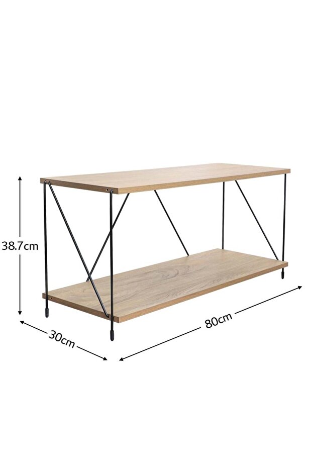 Entryway Wooden Decor Shelf with Two Tiers - Rectangular Shape - 2
