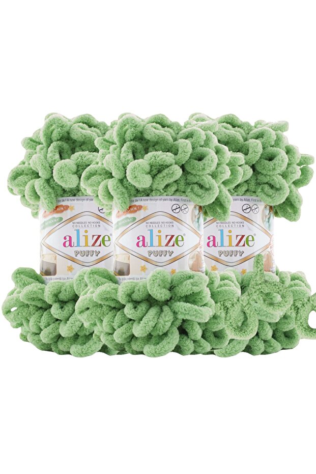 Puffy 3 Pack Hand Knitting Yarn - No Needles - 100g X 3 Pieces - Color No: 103 - Asparagus