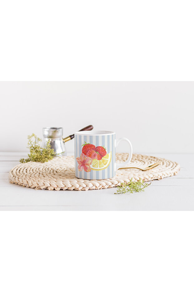 Mixed Color Modern Patterned Porcelain Mug – Summer Atmosphere Design
