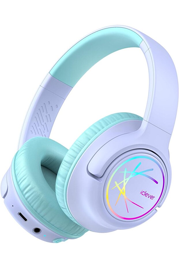 Kids Wireless Headphones with LED Lights, BTH18 Safe Volume 74/85/94dBA, 43H Playtime, Stere top-not