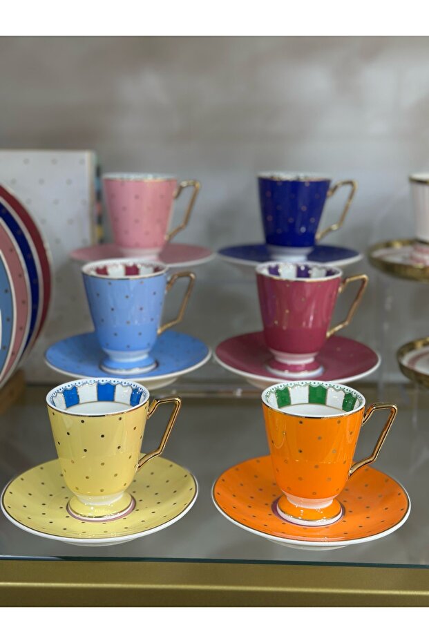 طقم فناجين قهوة موديل جديد منقط - 1
