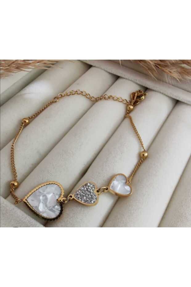 Heart Detailed Colorfast Steel Bracelet