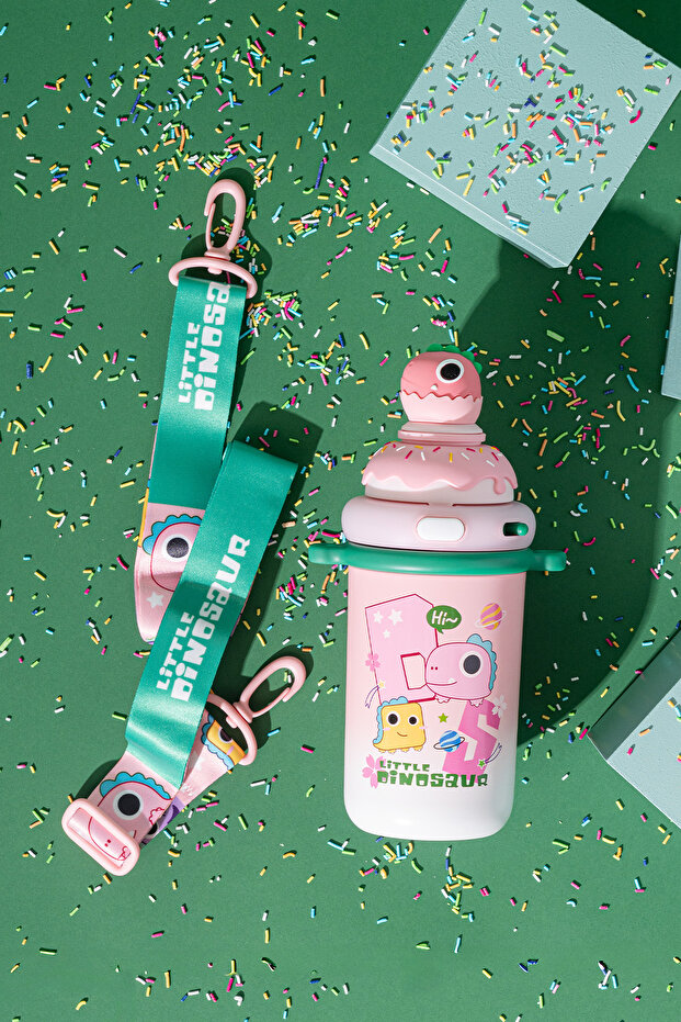 Baby Dinazor Termos Pembe 450 ml - 4