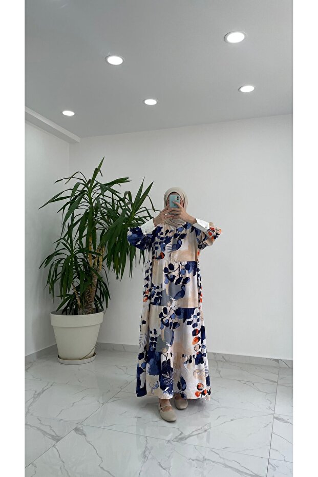 فستان منقوش بأزرار - 4