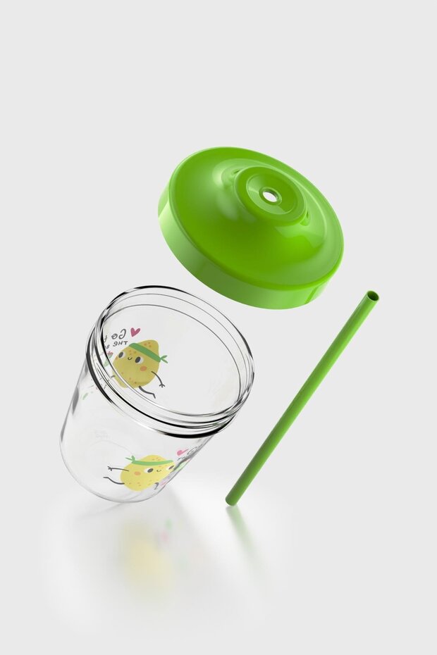 Aura Go To The Beach Desenli 350 ml Tritan Pipetli Çocuk Bardak 142022 Yeşil - 3