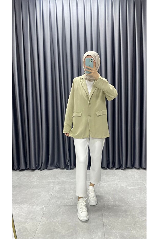 سترة بليزر بحزام من الكتان - 5