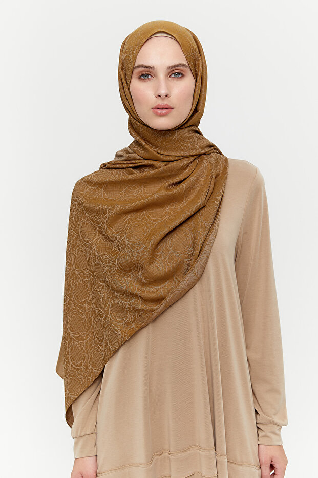 Desenli Jakarlı Lyocell Şal - 1