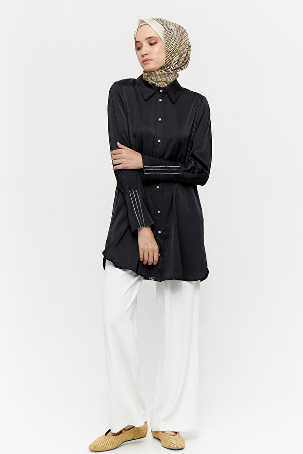 Sıra Taşlı Krep Tunik - 1