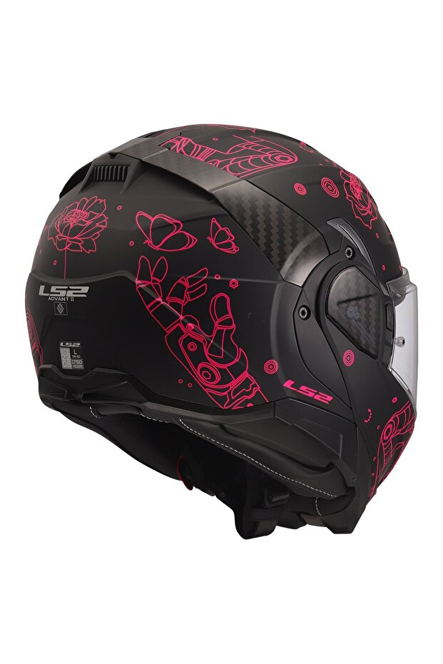 ADVANT 2 SOPHIA MAT SİYAH PEMBE MODÜLER KASK - 4