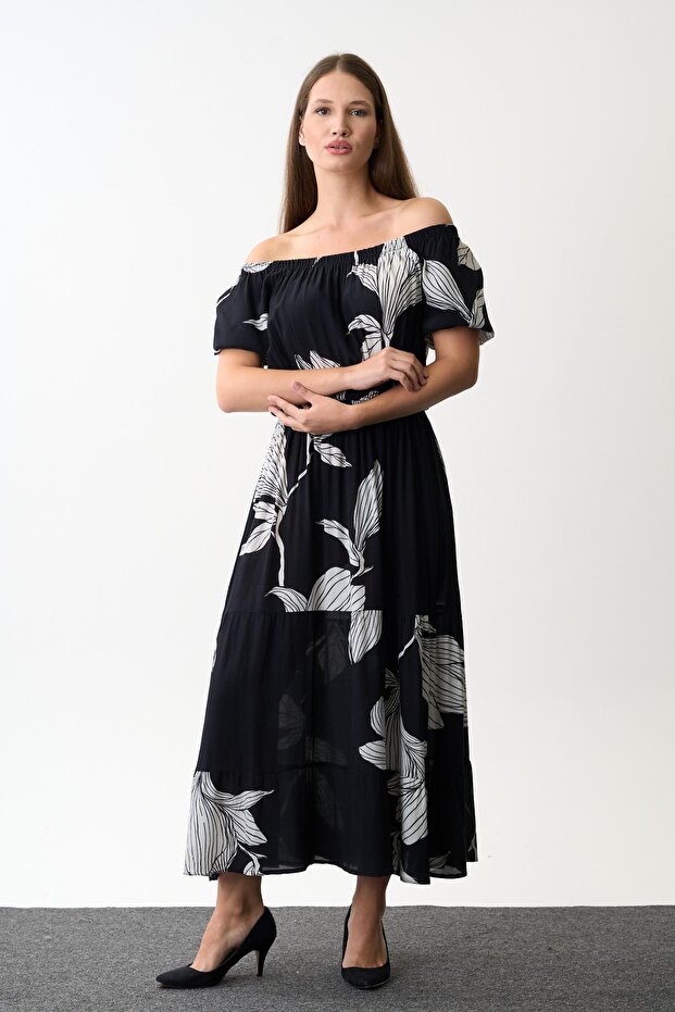 Off-The-Shoulder Patterned Maxi Dress - 3