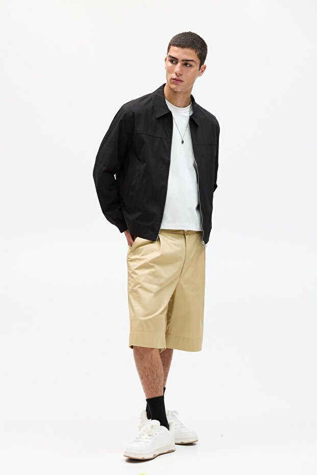 سترة خفيفة الوزن مع ياقة طية صدر السترة - 1