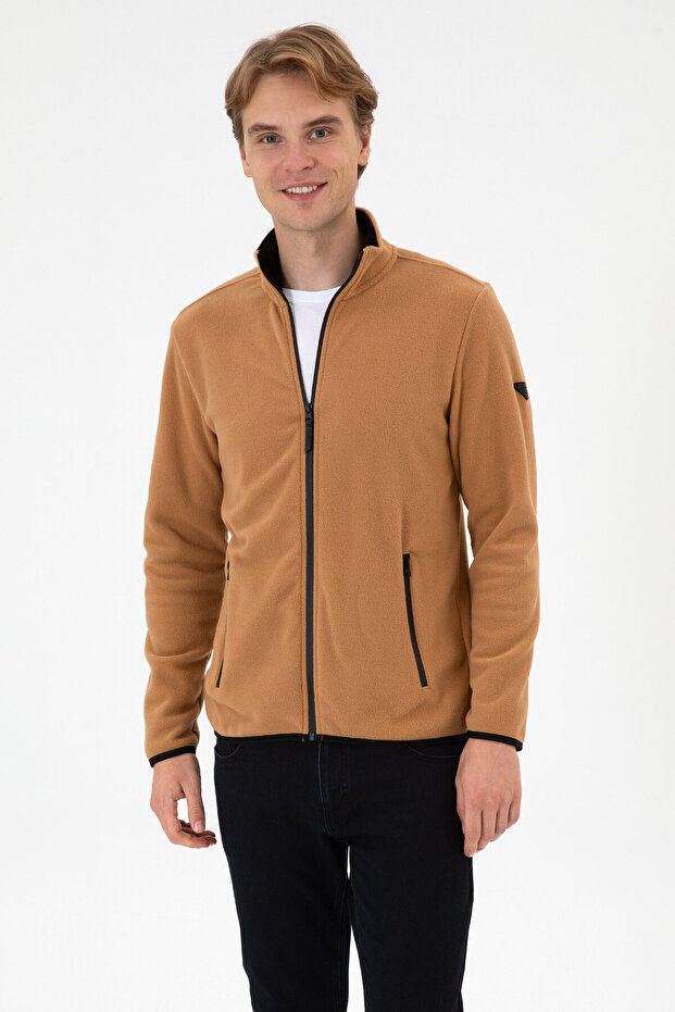 Erkek Regular Fit Camel Polar Örme Hırka 50313779-VR233 - 1