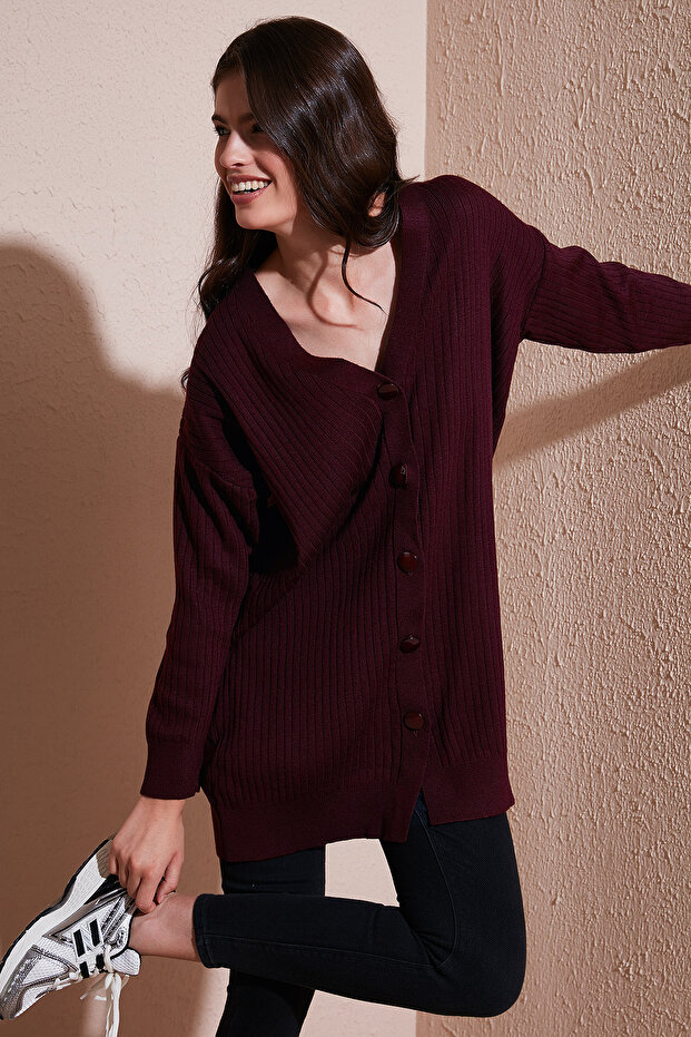 V-Neck Buttoned Long Knitwear Cardigan Cardigan 4616040Y