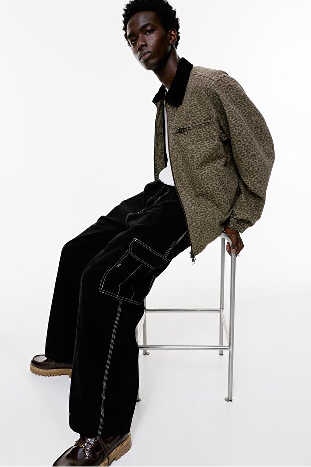 Jacket with corduroy collar - 1