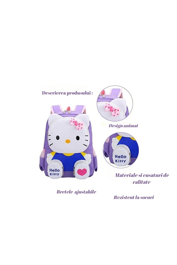 Ghiozdan pentru copii , buzunare multiple , model Hello Kitty , rezistent - 3