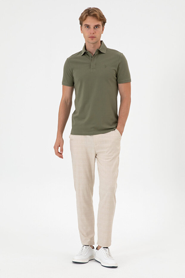 Men's Carrot Fit Camel Canvas Trousers 50300438-Vr015