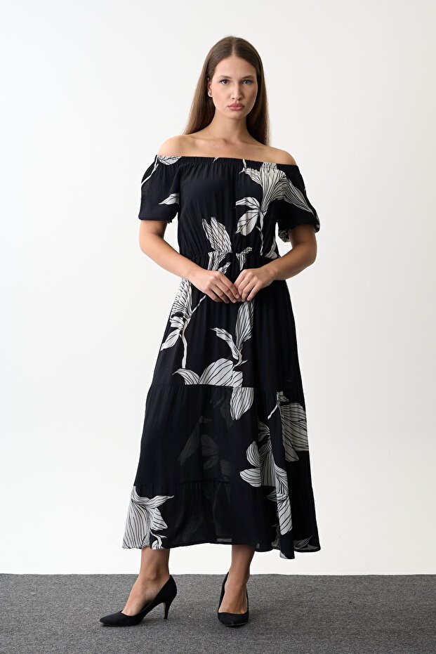 Off-The-Shoulder Patterned Maxi Dress - 2