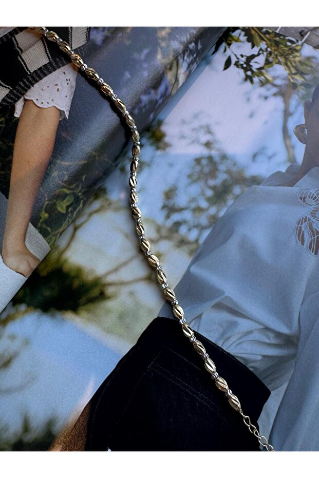 Boncuklu Gold&Silver Çelik Halhal 27 cm - 2