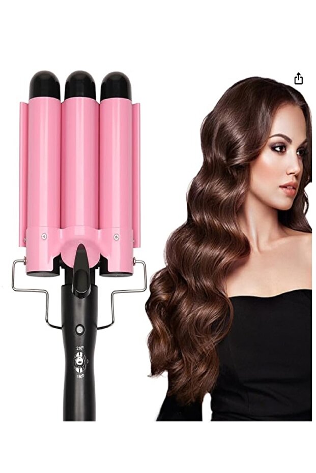 3 Barrel Curling Iron 32mm Jumbo Hair Curler Wand Crimper – Instant Heat, Adjustable Temperature