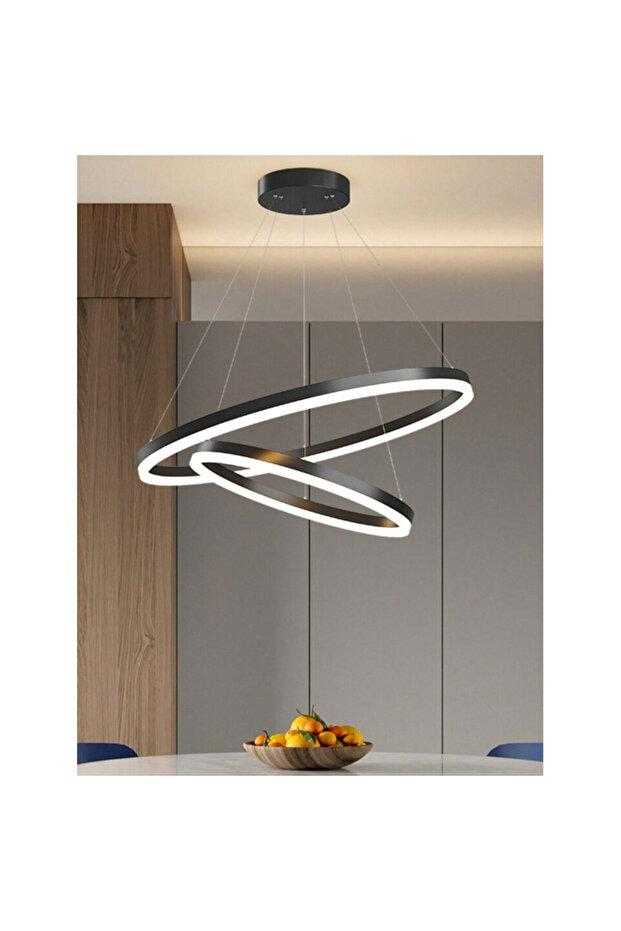 Brown LED chandelier 2 circles, 2.4G WiFi remote control 3 lights dimmable - 4