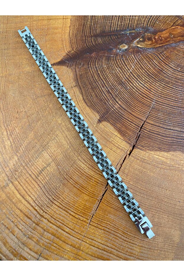 RLX MODELİ KALIN BLACK-SİLVER PASLANMAZ ÇELİK BİLEKLİK - 2