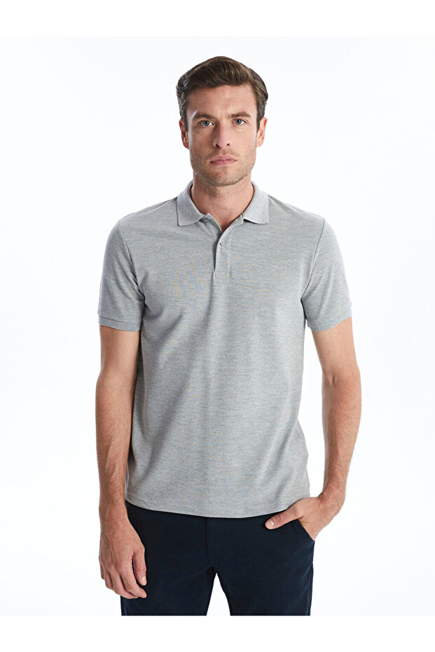 Plus Size Polo Neck Short Sleeve Pique Men's T-Shirt
