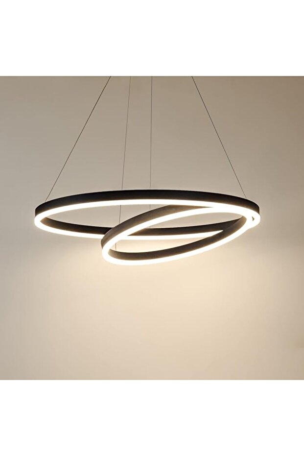 Brown LED chandelier 2 circles, 2.4G WiFi remote control 3 lights dimmable - 6