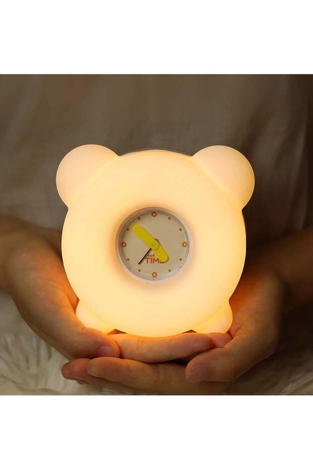 SYOSI Children's Night Light with Mini Alarm Clock, with Tap Control and Timer, Rechargeable LED Be - 1