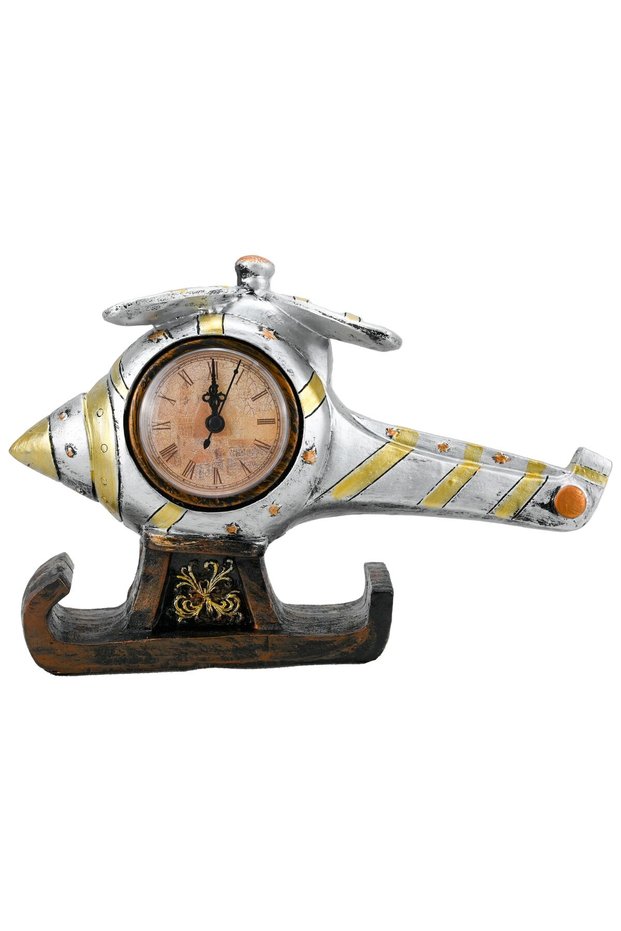 Helicopter Design Wall Clock Sculpture, Medium Decorative Wall Clock, Collections Figurines, Hand P