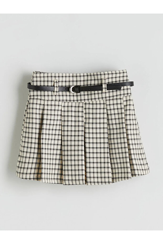 LCW KidsBej Pileli Kız Çocuk Şort Etek - 4