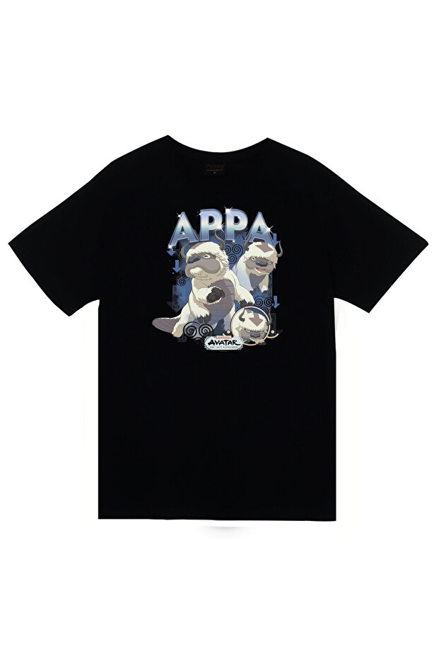 Avatar the Last Airbender Appa Printed 100% Cotton Unisex Black T-Shirt