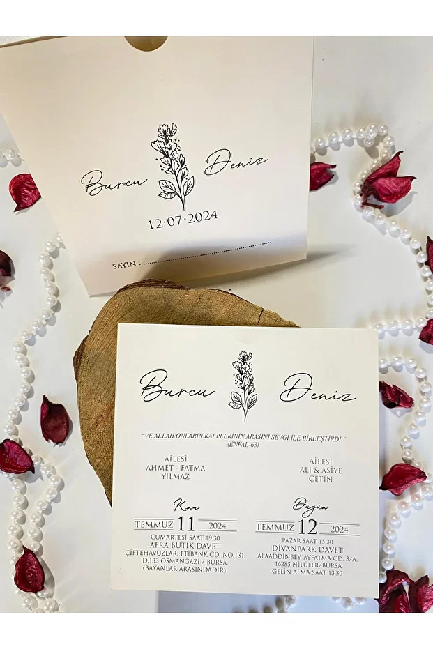 50 Adet Baskı Dahildir Düğün, Nişan, Nikah Davetiyesi, Baskı Dahildir DAVETİYE - 3