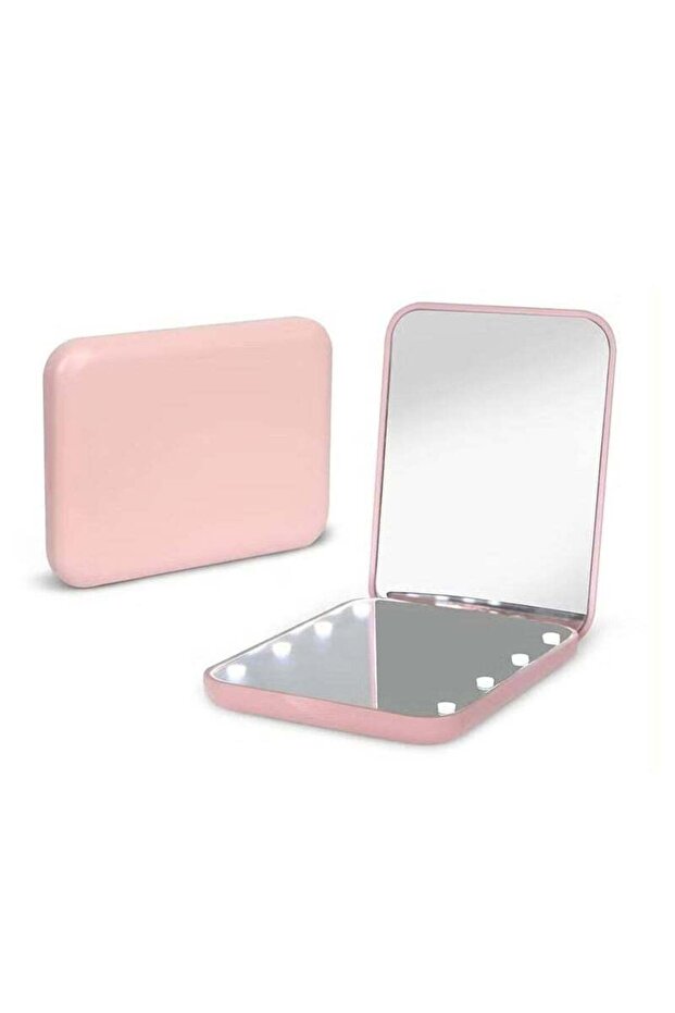 Pocket Mirror, 1X/2X Magnification LED Compact Travel Makeup Mirror With Light, 2-Sided, Portable,