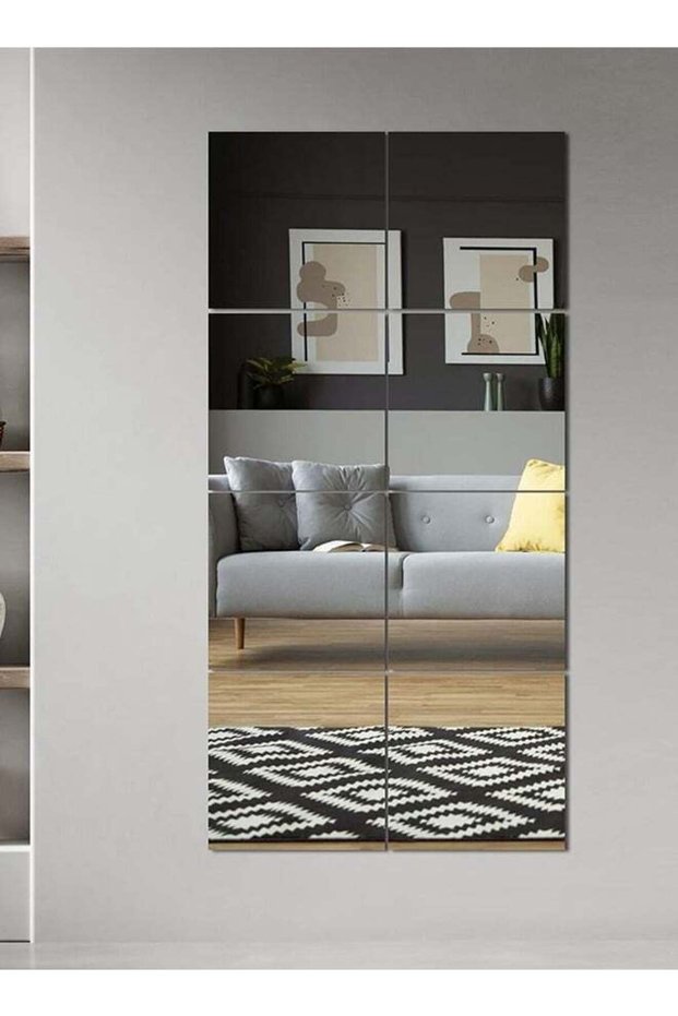 Full Length Wall Mirror, 8PCS Self Adhesive Wall Mounted Square Mirror Tiles, Frameless Mirror set