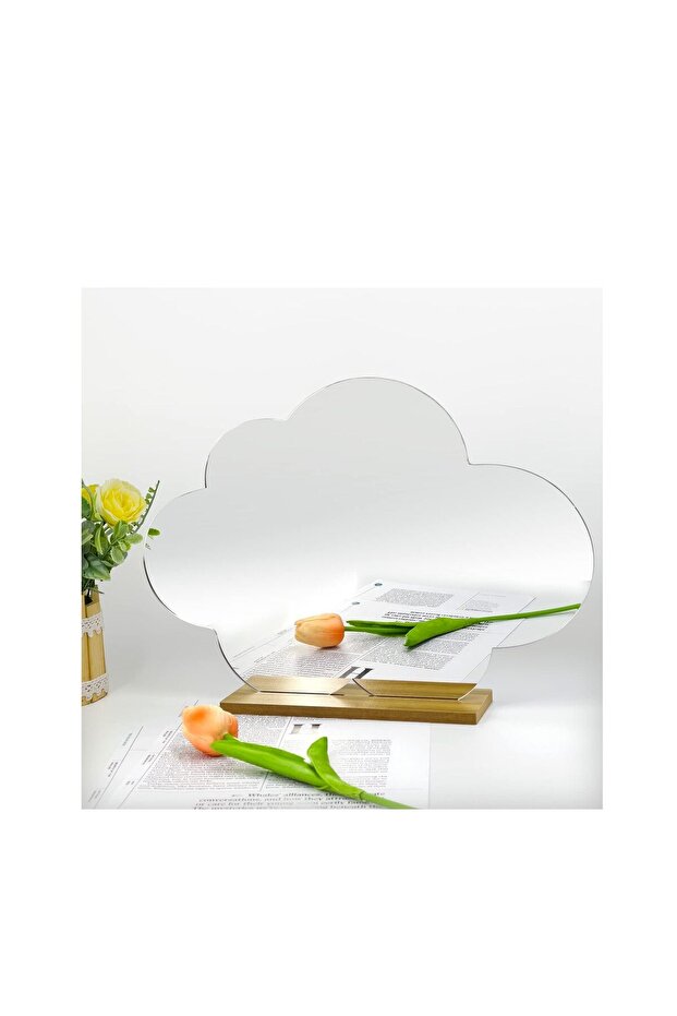 Irregular Mirror Decorative Desk Tabletop Acrylic Mirror with Wooden Wall Mount Frameless Makeup Mi