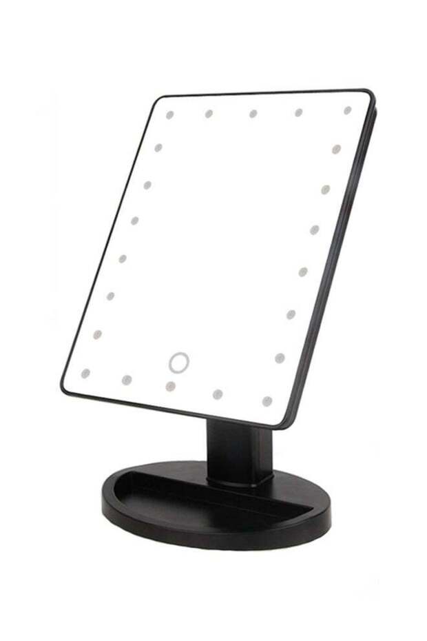 LED Touch Screen 22 Light Makeup Mirror Table Black 18.5 x 25cm