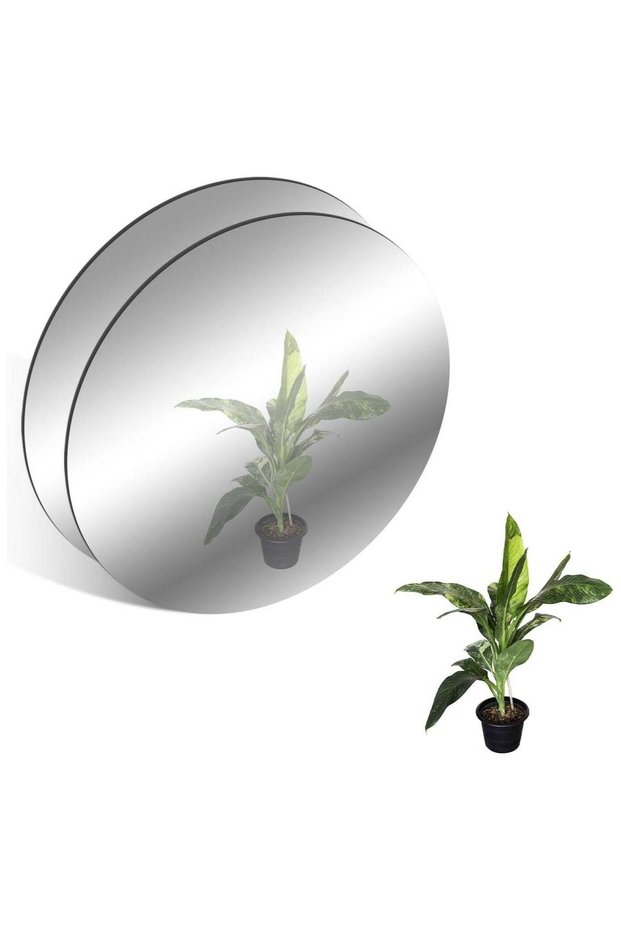 2 Pack Acrylic Round Mirrors - 30cm Non-Glass Round Mirror Plates for Wall Decoration, Mirror Art D