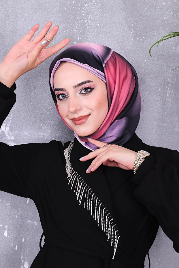 وشاح منقوش من القطن الناعم - 1