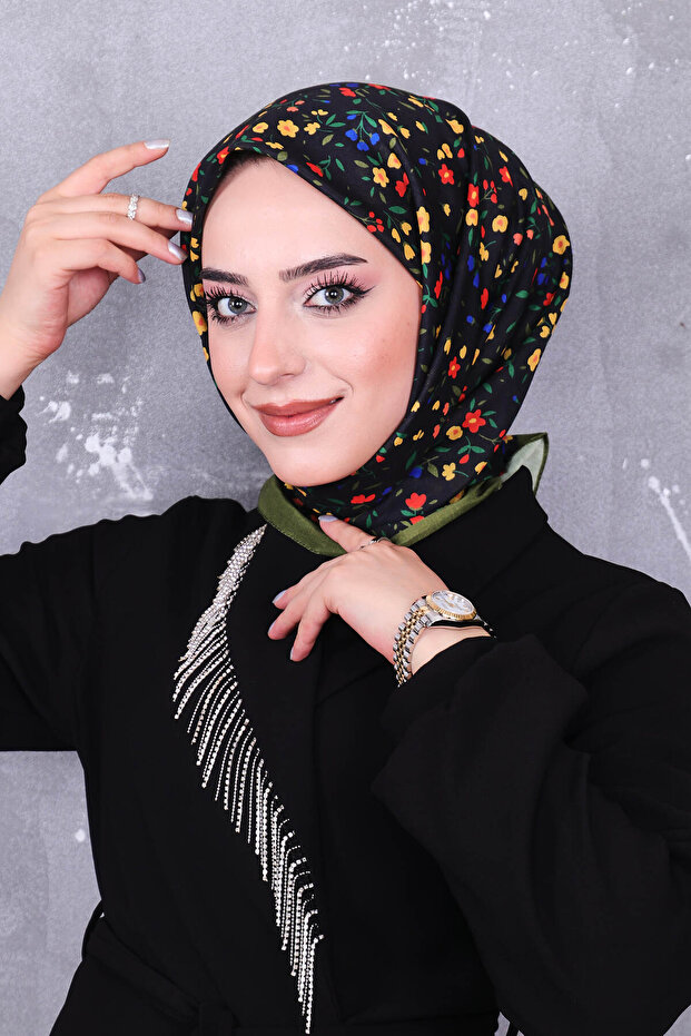 وشاح منقوش من القطن الناعم - 1