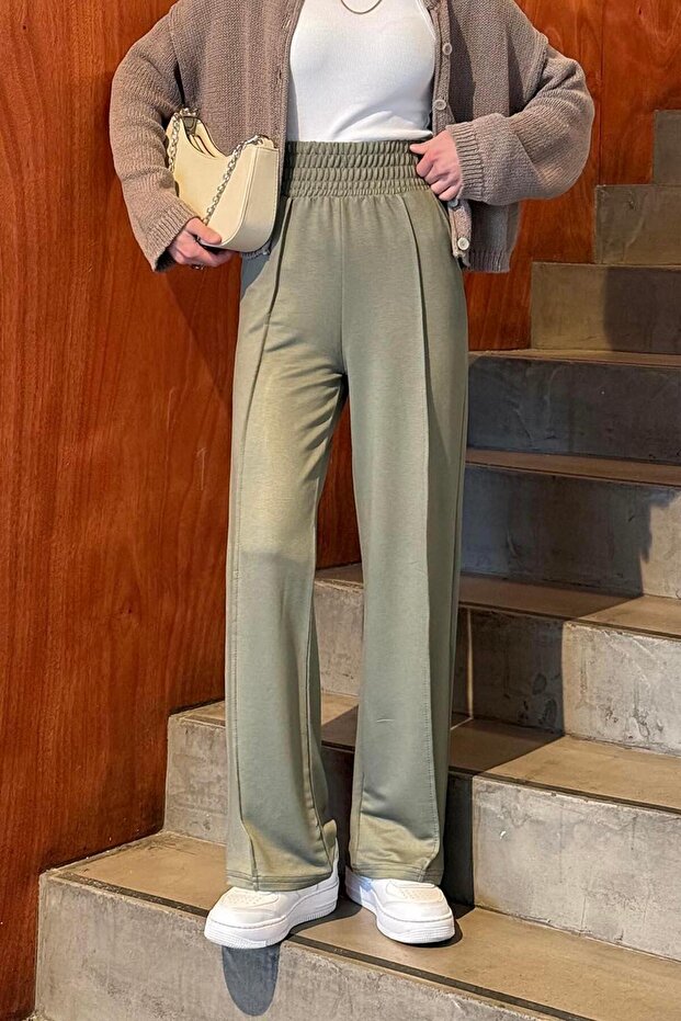 Khaki Trousers with Grass Detail