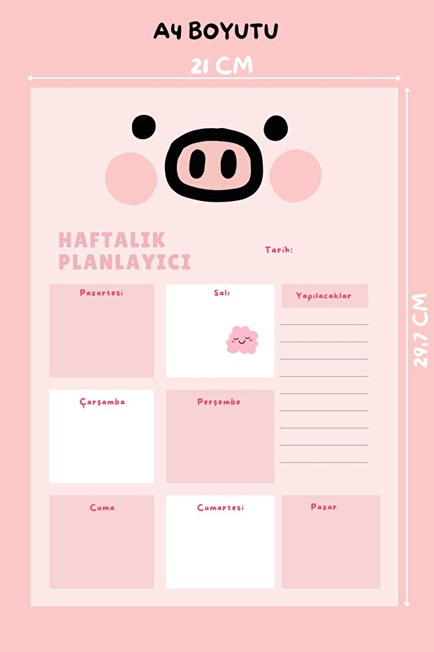 Pink 2-Piece A4 & A5 Notepad, Memo Pad, Note Paper, Notepad, Check List, School Notebook with Pig Pattern - 4