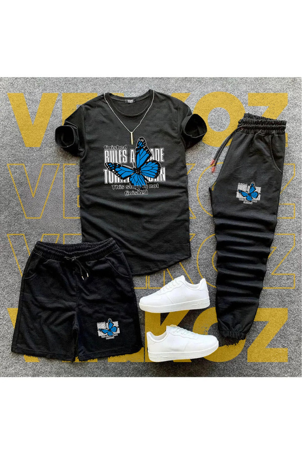 Butterfly Tracksuit Shorts T-Shirt 3-Piece Set
