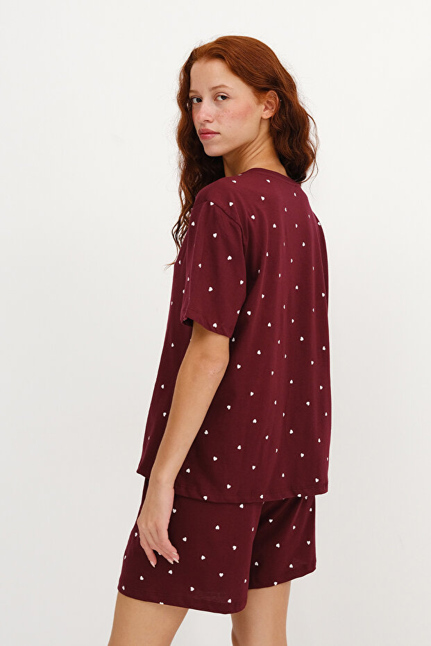 Kalp Desenli Şortlu Pijama Takımı Ş119 - 5